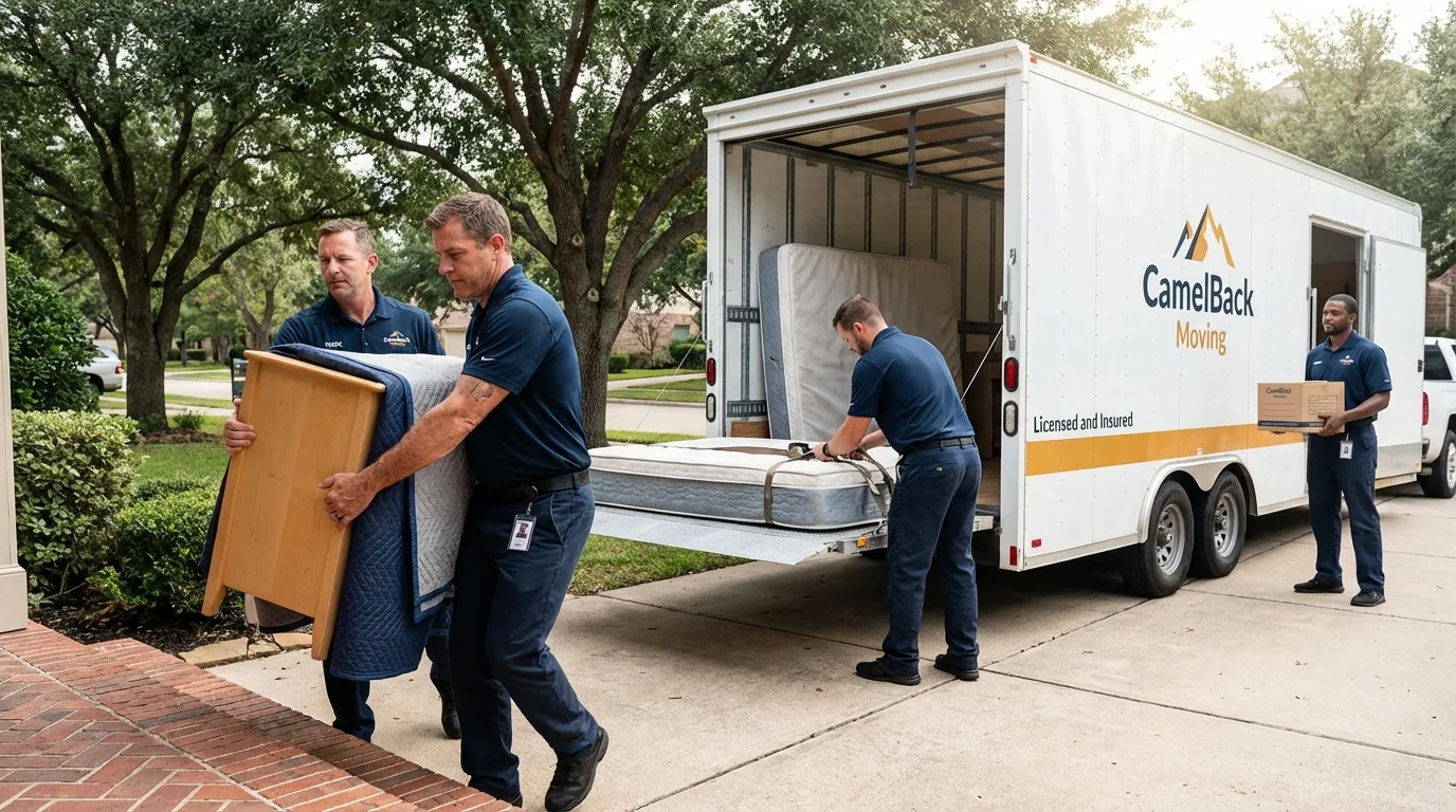 Crew loading residential truck for cross-state move from Oceanside, NY